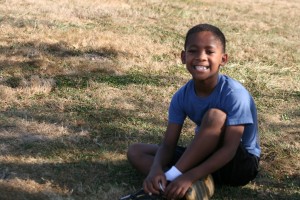 Kaleb Euchi resting after a fast 5k.